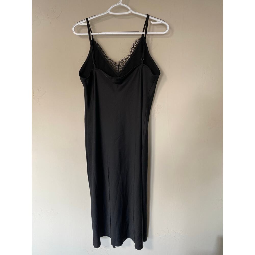 A New Day Black V-Neck Slip Dress Lace Trim Large Feminine Whimsygoth Whitchy - Picture 4 of 7